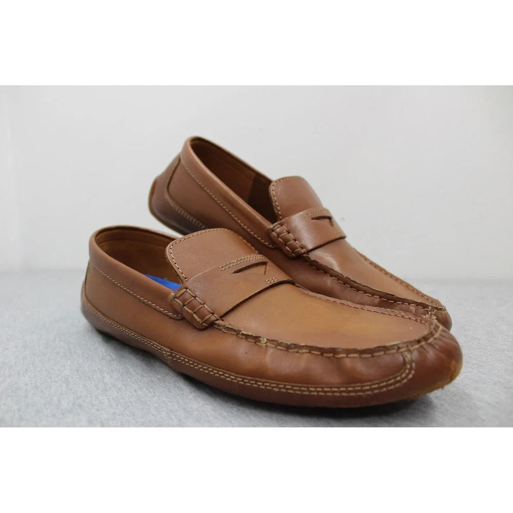 Clarks Loafers Mens 10 Dark Tan Markman Way Penny Driver Leather Extreme Comfort